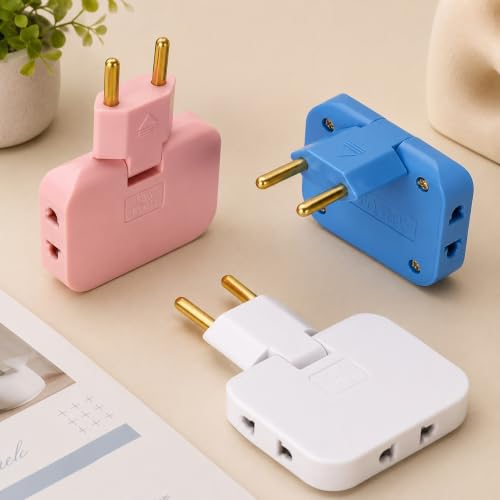 Image of 1 to 3 Way Plug Splitter Adapter, 10A, 110V-250V, 1500W, White. 3-in-1 Multi Plug Adapter 10A 250V, 1 to 3 Socket Converter with Universal Plug, Compact Electrical Power Adapter for Home and Office