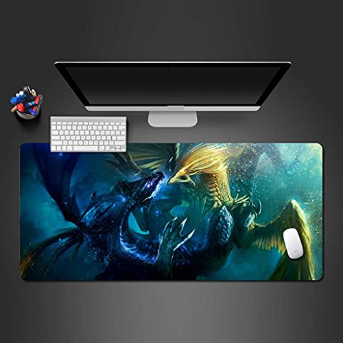 Tapis de souris XXL base caoutchouc antidérapante et haute vitesse dragon bleu