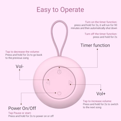 Image of Portable Baby Sound Machine [White Noise for Babies Kids Adults][Timer Function][20 Soothing Sounds] 15 Hours Battery Life, Travel,Registry Gift,Shower,Clips on Baby Stroller.Pink