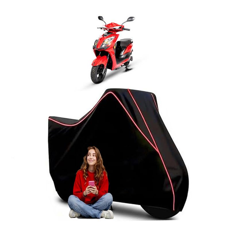 Image of EeVe Xeniaa Scooty Bike Cover Water Resistant Outdoor Use Universal Fit Scooters Motorcycles Heavy Duty UV Protection Dust Rain Scratch Resistant Elastic Bottom Black Blue Piping