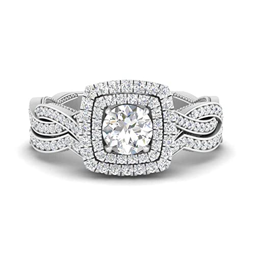 Alliance double halo en argent sterling et pierre personnalisable pour un éclat prestigieux