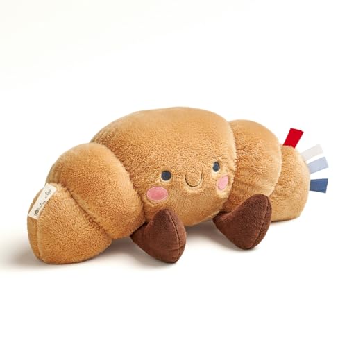 Image of Itzy Ritzy Snuggles Plush Toy – Soft Stuffed Animal for Babies, Kids & Adults – Sensory Ribbons & Textured Fabrics for Tactile Play – Cozy & Cuddly Companion for Newborns & Up (Croissant)