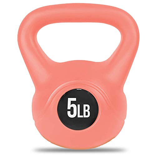 Nicole Miller Kettlebell Weight with Durable Coated Material - 5 Pounds, Peach