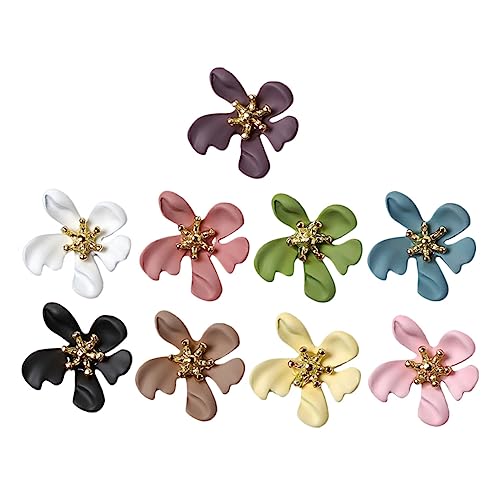 Beaupretty Nail Art Studs 9pcs Flower Nail Charms Iridescent Decals for Elegant Manicure Random