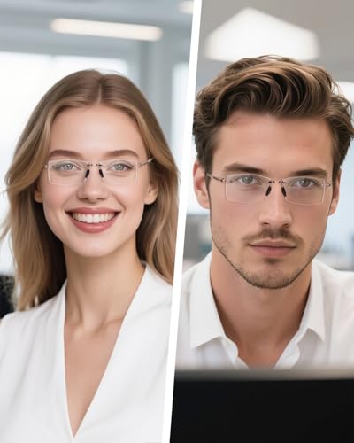 Image of TERAISE Rimless Reading Glasses Comfortable Lightweight Frameless Reader Men Women Blue Light Blocking Computer Eyeglasses