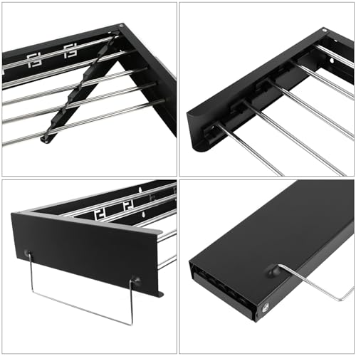 CEIEVER Wall Mounted Clothes Drying Rack, Laundry Drying Rack Airer 80/100CM Clothes Drying Rack Collapsible Folding Retractable Clothes Drying Rack for Indoor or Outdoor (Black-80CM) - Image 6