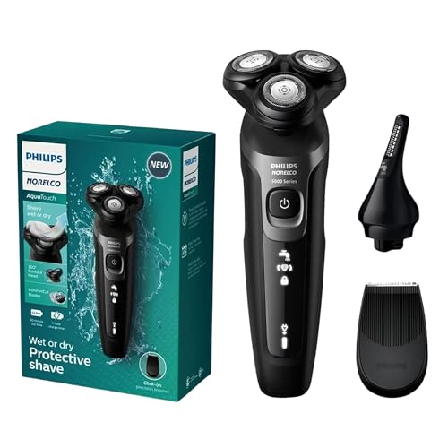 PHILIPS Norelco Rasoirs électriques AquaTouch pour homme, rechargeable pour homme humide et sec, avec lames de coupe confortables et tondeuse de précision à clipser,...
