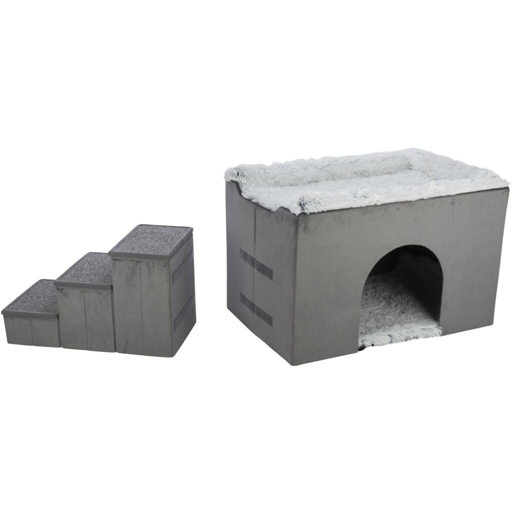 TRIXIE Höhle Harvey mit Treppe - grau/weiß-schwarz 154 × 60 × 60 cm
