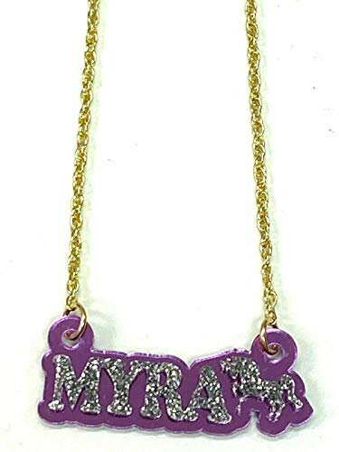 MIRROR MANIA Name Plate Custom Name Necklace Nameplate Jewelry Name Laser Cut Personalized, Diamond Look Letters with Unicorn, Gold Chain, Made To Order Any Name - Dazzling and Stunning!2