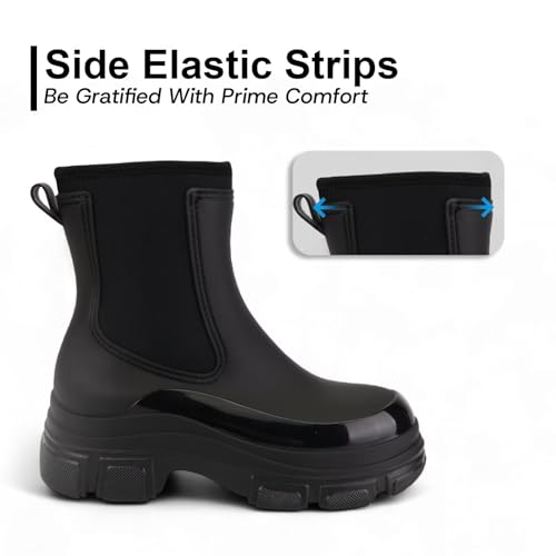 ZEPYFXIT Damen Gummistiefel wasserdichte Regenstiefel Halbhohe Regenschuhe Chelsea Boots rutschfeste Gartenschuhe Rain Boots(Schwarz 2407,39 EU)