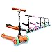 3StyleScooters® RGS-0 - Monopattino a 3 ruote per bambini dai 2 anni in su, sedile rimovibile, pieghevole con manici regolabili, ruote a LED (Arancione)