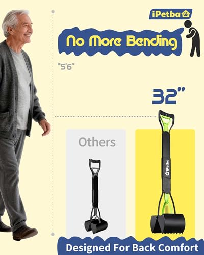Image of 32 inch Pooper Scooper for Large Dogs - Long Handle Dog Poop Scooper for Yard, No Bending Save Back, Ease of Pickup, Grass Friendly, Sturdiness