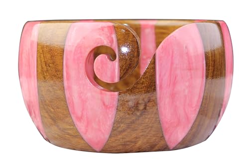 Image of Wooden Yarn Bowl for Knitting Yarn Bowl for Crocheting, Yarn Storage Bowl to Prevent Slipping, Wooden Yarn Holder, Best Gift for Crochet (#Desig-9)