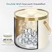 ZORMY 3L Double-Wall Vacuum Insulated Stainless Steel Ice Bucket with Lid & Tong，Wine and Champagne Bucket for Home & Parties（WhiteGold）