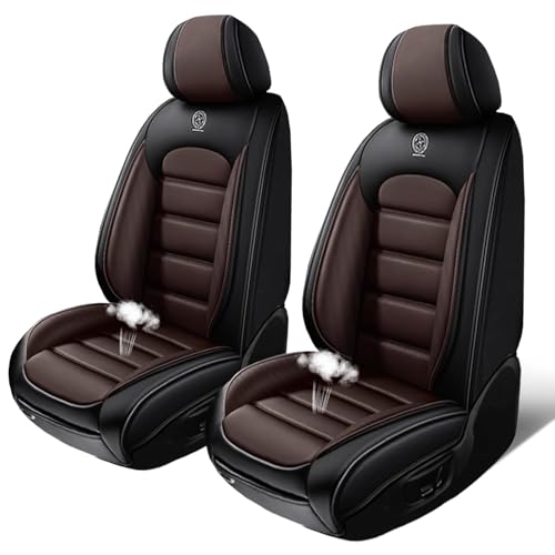 Image of Seat Covers for Ford Bronco Sport 2021-2024,2PCS Nappa Leather Car Seat Covers,Waterproof Seat Protectors Auto Seat Covers,Breathable Nonslip Interior Cover Seats for Cars(Black and Coffee)