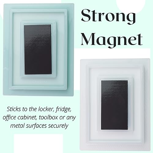 Image of Mymazn 2 Pack Magnetic Locker Mirror for School Locker, Refrigerator, Office Cabinet, 6.3 inch x 4.8 inch, Locker Accessories Rectangular Mirror (Soft Mint and White)
