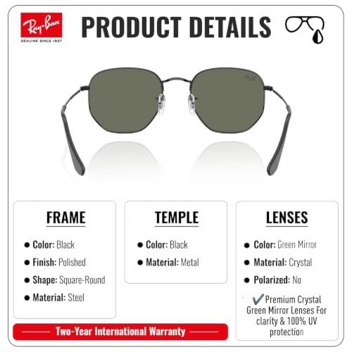 Image of Ray-Ban RB3548N HEXAGONAL FLAT LENSES Sunglasses w /Official Eyewear Kit