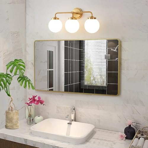 Genérico Iluminación de pared, Lámpara de pared dorada 3 cabezales, lámpara tocador for dormitorio, espejo for baño, noche, apliques for sala estar, pasillo, escalera, luz porche