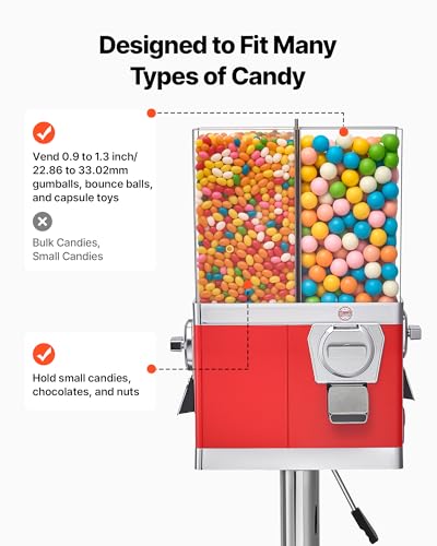 Image of VEVOR Candy Vending Machine, Four Compartment Candy Vending Machine with Stand, Gumball & Candies Vendings Machines with Adjustable Height, Vintage Candies Dispenser for Shop, Arcade, Family Gathering