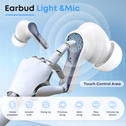 Image of Wireless Earbuds Bluetooth 5.4 Headphones, Noise Cancelling Mic Ear Buds with 50H Playback, LED Digital Display, IPX7 Waterproof Earphones for Office /Running /Workout(Blue)