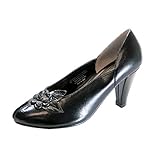 Peerage Reyna (LP569) Women's Wide Width Leather Dress Pumps Black 10.5 Peerage Reyna (LP569) Women's Wide Width Leather Dress Pumps Black 10.5