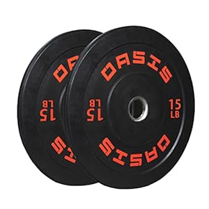 OASIS SPORT Pair Bumper Plate Weight Plate with 2-inch Steel Hub for Strength Training & Weightlifting