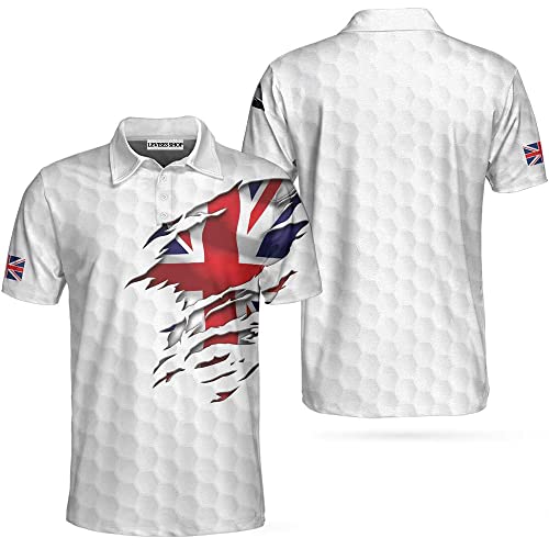 Golf Texture United Kingdom Polo Shirt Great Britain Union Jack Polo Shirt UK Golf Shirt for Men, Mens Polo Shirts for Gifts, Short Sleeve Men's Shirt Colorful3