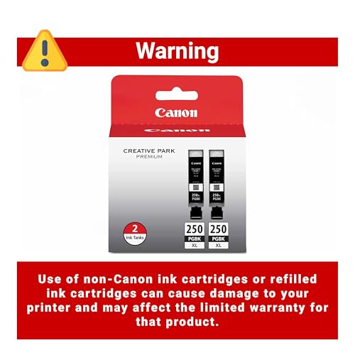 Image of Canon PGI-250XL Genuine Black Twin Pack, Compatible with MG6320, iP7220 & MG5420, MX922, MG7120, MG6420, MG5520, MG7520, MG6620, and MG5620 (Optional) Printers