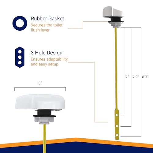 Image of Side Mount Toilet Handle Replacement, Compatible with American Standard, Kohler, TOTO, Gerber and Most Side Mount Toilet Tanks - White