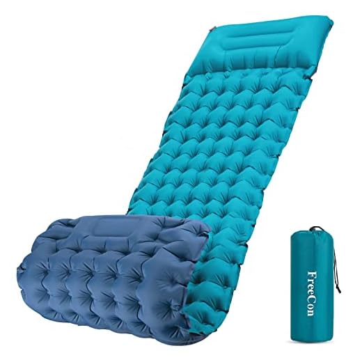 Self Inflating Camping Mat, Inflatable Mattress Lightweight Sleeping Pad Single Air Bed with Pillow for Adults for Backpacking Hiking Floor Beach