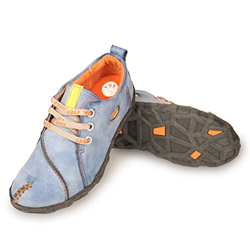 TMA EYES Retro Handmade Soft Leather Shoes Women's Flat Lace-up Walking Casual Shoes3