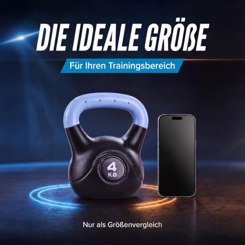 Body & Mind® Kettlebell 4 kg Kugelhantel - bodenschonende Schwunghantel – Ansicht 6