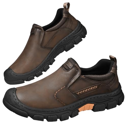 Men's Loafers Casual Slip On Moccasins Shoes, Water-Resistant Non Slip Walking Shoes No Laces Lightweight Breathable Sneaker for Hiking