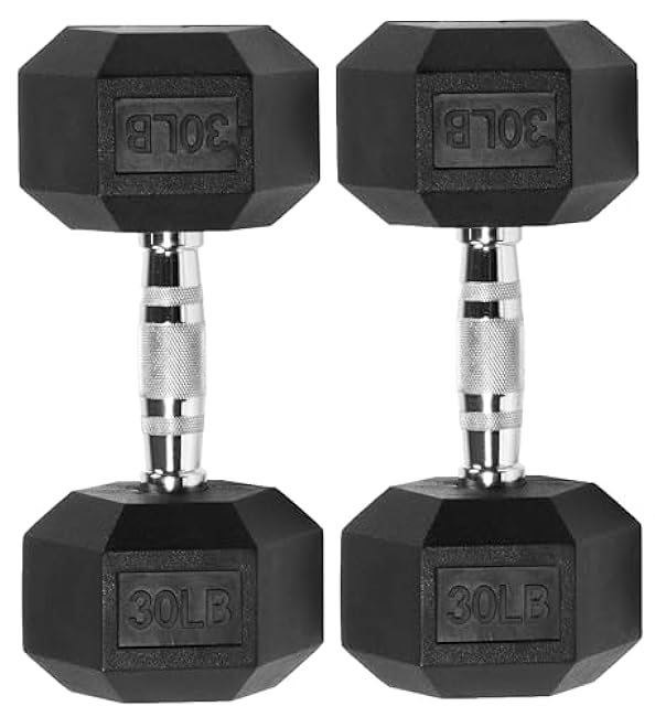 Premium Rubber Encased Hex Dumbbell, 30LB Pair