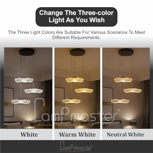 Image of 3 Crystal Wave Pendant Light | Modern Acrylic Chandelier with Antique Gold Finish | Elegant Wave Design Hanging Light for Living Room, Bedroom, Dining Room, Restaurants Ceiling Lamp