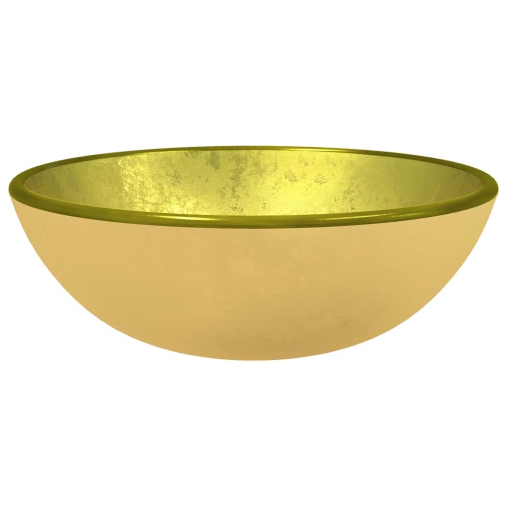 Vidaxl (, 35 X 12 Cm (Diam. X H)) Basin Tempered Glass Bathroom Sink Basin Multi Colours Multi Sizes Gold
