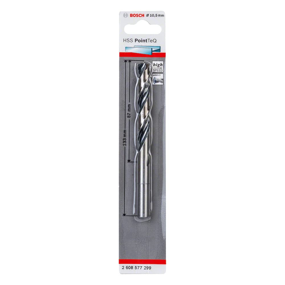 Bosch Bosch Professional PointTeQ HSS Twist Drill Bit (for Metal, Reduced Shank, 10.5 x 87 x 133 mm, Accessories for Drill Driver)