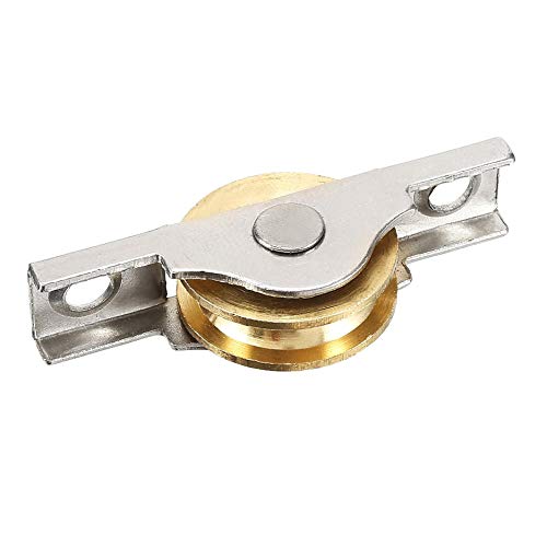 Agger Stainless Steel 22mm Dia Electroplating Single Wheel Sliding Door Window Brass Pulley