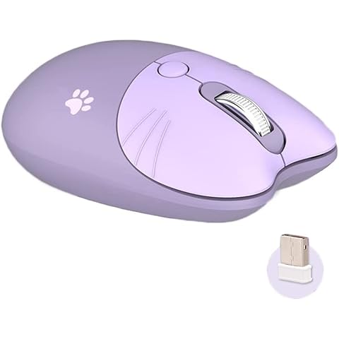 Wireless Mouse Silent, Cute 2.4G Cordless Mice for Girl with USB Receiver Cat Mouse for Laptop PC Computer MAC (Taro Purple) Cover