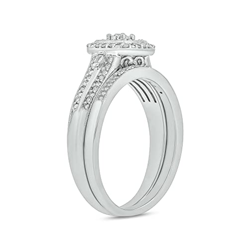 Cali Trove 1/3 Ct Natural Diamonds Bridal Ring Set | 925 Sterling Silver Rings | Cushion Cluster Engagement Look with Anniversery Band | Elegant Multi-Stone Wedding Jewelry | Gift for Her2