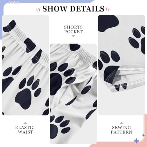 ALAZA Black Dog Paw Print White Pajama Pants Long Sleep Pant Pajama Bottoms Elastic Waist with Pockets4