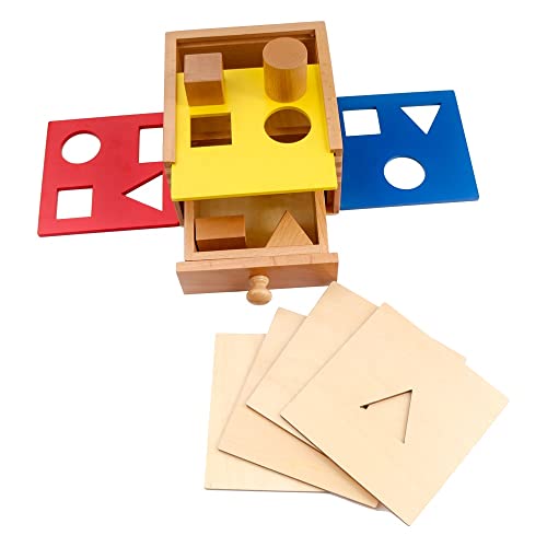 Formenspielzeug Steckspiel Sortierbox mit Schublade Kasten mit 4 Formen aus Holz Cover