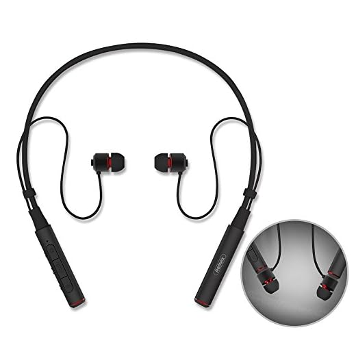 Remax - RB-S6 Bluetooth 4.1 Wireless Stereo Neckband Headphones / Earphones / Headsets - Noise Cancelling Earbuds with Mic for Sports Lovers (Black)