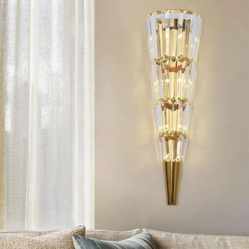 Image of Harold Electricals Metal, Crystal Strobile Wall Light for Living Room, Dining Hall & Bedroom | Premium Indoor Decorative Wall Light | Home Decor Hanging Light (Medium)