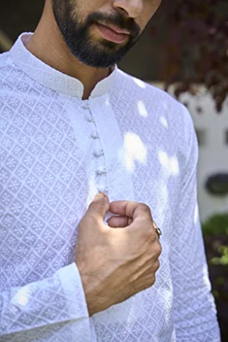 See Designs Men White Chikankari Embroidered Straight Kurta - Sd2Mkt_1093S