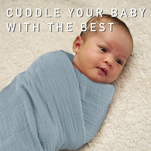 Image of Muslin Swaddle Blankets for Baby Girls and Boys, 4 Pack Breathable and Skin-Friendly Newborn Receiving Blanket, 100% Cotton Swaddle Wrap, Essentials Infant Shower Items, Toddler Gift