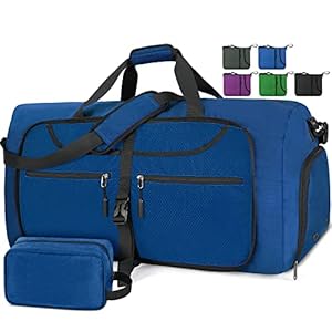 Lubardy Sac de Voyage Homme Pliable Imperméable Sac de Sport Grand Sac Weekend Maternité pour Cabine Avion Camping Randonnée 65L