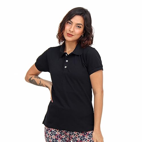 Camisa Camiseta Polo Feminina Lisa Piquet Sem Bolso Macia (M, Rosa)