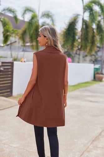Image of Beyove Womens Long Vests Sleeveless Draped Lightweight Open Front Cardigan Layering Vest with Side Pockets