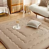 fuwawa こたつ敷布団 長方形 大判 冬用 こたつマット 190×240cm 中綿增量 SEK衛生認証 こたつ布団と併用ラグマット 抗菌防臭 防ダニ 滑り止め付き あったか 5層 フランネル生地 マイクロファイバー 床暖房 ホットカーペット対応 防音遮音 厚手ラグ モカ